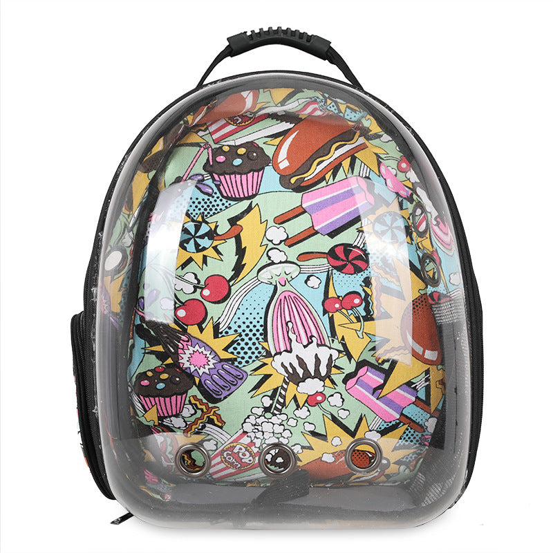 HKM-7757757 Pet Carrier Backpack with Transparent Design and Ventilation for Cats and Dogs