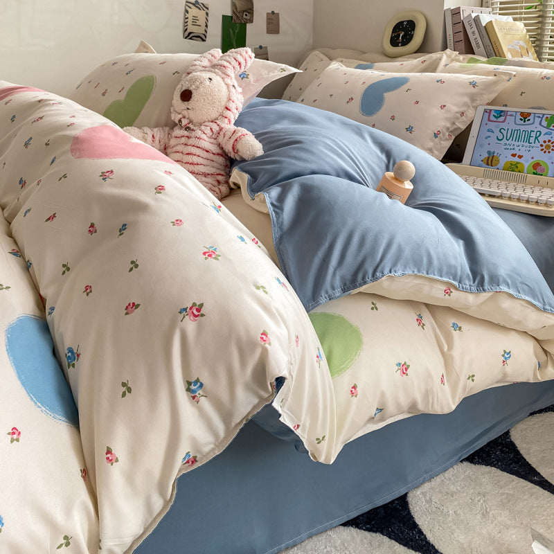 HKM-775827 Washed Cotton Plant and Flower Bed Quilt Cover – Available in Multiple Sizes
