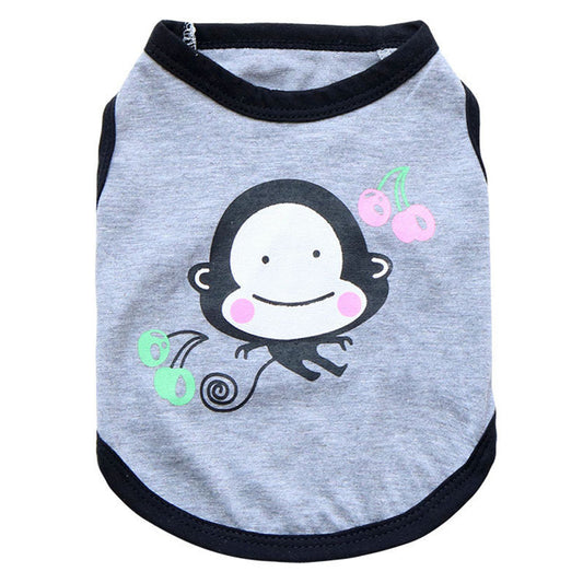 HKM-775891 Cotton Happy Monkey Vest for Small Dogs - Teddy Pomeranian Style