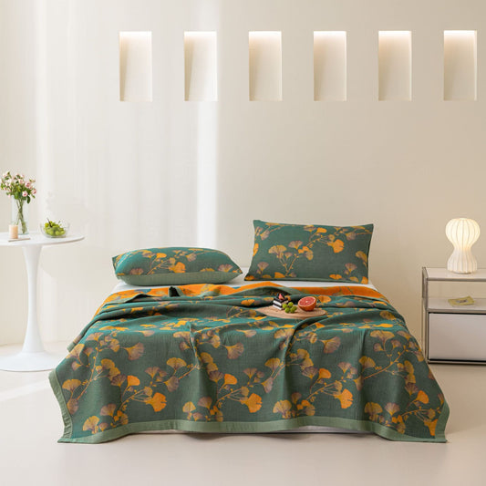 HKM-776019 Light Luxury Cotton Three-Layer Gauze Jacquard Blanket Set - Multiple Sizes & Colors