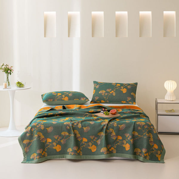 HKM-776019 Light Luxury Cotton Three-Layer Gauze Jacquard Blanket Set - Multiple Sizes & Colors