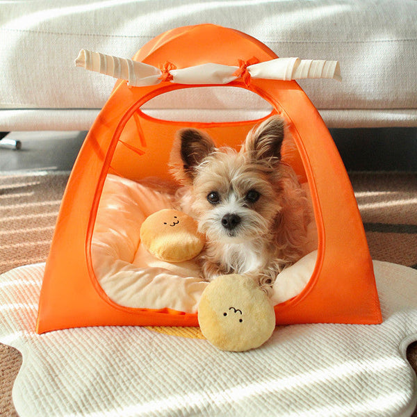 HKM-7760317 Portable Outdoor Pet Tent with Breathable Design and Cushion, Orange, Small Size