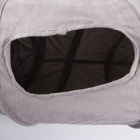 HKM-7760573 Foldable Suede Cat Tunnel Toy - Interactive Play for Cats in Gray and Khaki