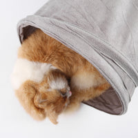 HKM-7760573 Foldable Suede Cat Tunnel Toy - Interactive Play for Cats in Gray and Khaki