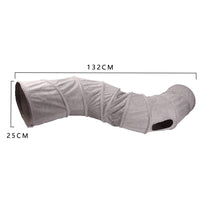 HKM-7760573 Foldable Suede Cat Tunnel Toy - Interactive Play for Cats in Gray and Khaki