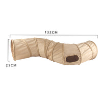 HKM-7760573 Foldable Suede Cat Tunnel Toy - Interactive Play for Cats in Gray and Khaki