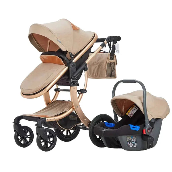 HKM-3776211 3-in-1 Convertible Baby Stroller with 360 Rotate Seat One-Hand Fold UPF 50 Plus Canopy for Newborn to Toddler
