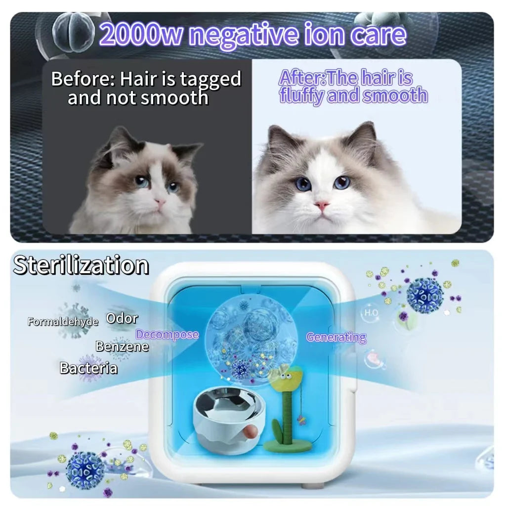 HKM-776275 Automatic Pet Dryer Box with Temperature Control for Cats and Dogs, Ultra Quiet Design, Timer Function, Eco-Friendly Materials