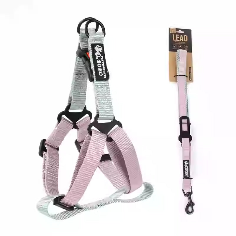 HKM-7763901 Adjustable Nylon Dog Harness with Holding Rope - Multiple Color Options