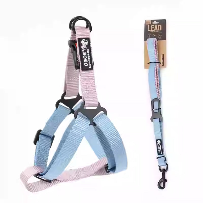 HKM-7763901 Adjustable Nylon Dog Harness with Holding Rope - Multiple Color Options