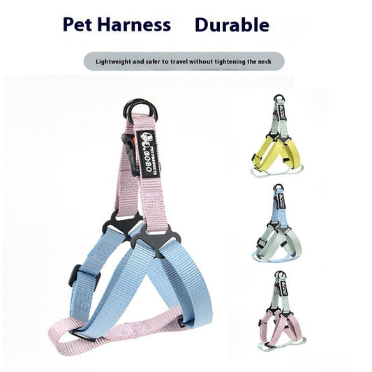 HKM-7763901 Adjustable Nylon Dog Harness with Holding Rope - Multiple Color Options