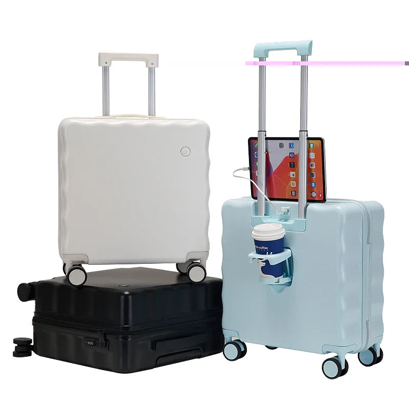 HKM-776403 Kids Lightweight Cabin Trolley Suitcase with USB Port and Phone Holder for Travel