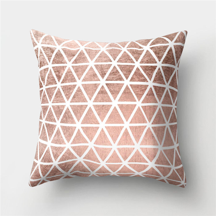 HKM-776467 Cartoon Pattern Rose Gold Powder Peach Skin Fabric Pillow Cushion Cover 45x45cm