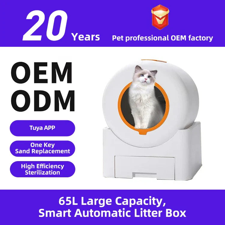 HKM-776467 Smart Automatic Cat Litter Box with Self-Cleaning Function and 64L Capacity