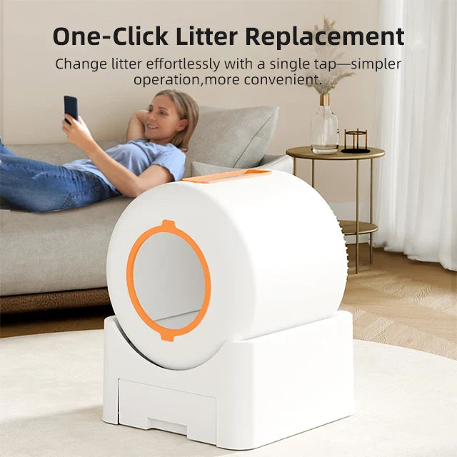 HKM-776467 Smart Automatic Cat Litter Box with Self-Cleaning Function and 64L Capacity