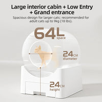 HKM-776467 Smart Automatic Cat Litter Box with Self-Cleaning Function and 64L Capacity