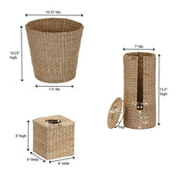 HKM-776595 Elegant Water Hyacinth 3-Piece Bathroom Accessory Set for Home Decor