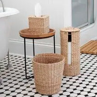 HKM-776595 Elegant Water Hyacinth 3-Piece Bathroom Accessory Set for Home Decor