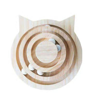 HKM-7766077 Three-Tier Wooden Cat Turntable Toy - Durable Pine and PP Plastic - Engaging Play for Cats