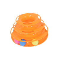 HKM-7766077 Three-Tier Wooden Cat Turntable Toy - Durable Pine and PP Plastic - Engaging Play for Cats