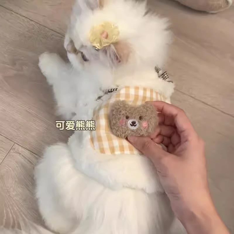 HKM-7766845 Warm Fleece Cat Clothing for Autumn and Winter – Anti-Shedding, Unisex, Various Sizes and Colors