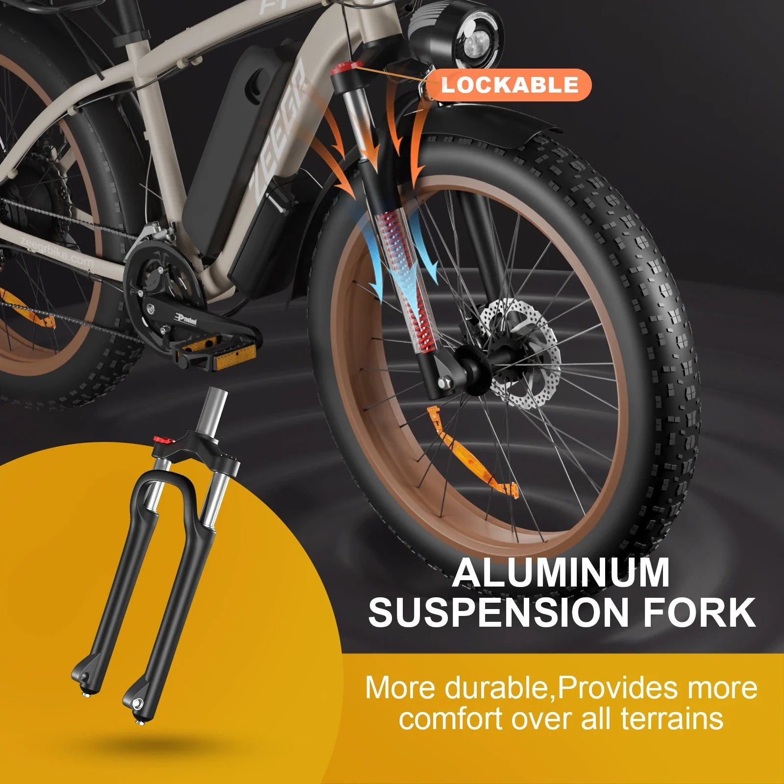 HKM-776723 Electric Mountain Bike with 1000W Motor, 48V 16Ah Battery, 7-Speed Gears, and Hydraulic Disc Brakes - 26 Inch Fat Tire E-Bike for Adults