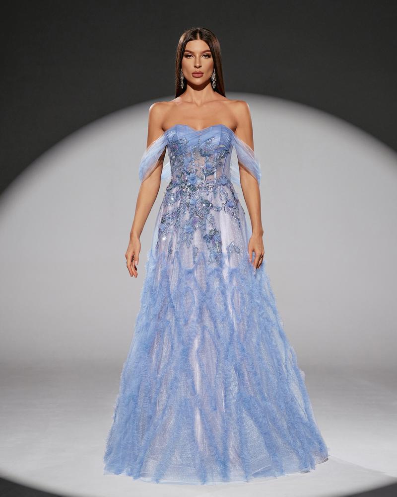 HKM-776723 Elegant Blue Evening Gown for Women - EZ25109 Design