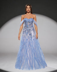 HKM-776723 Elegant Blue Evening Gown for Women - EZ25109 Design