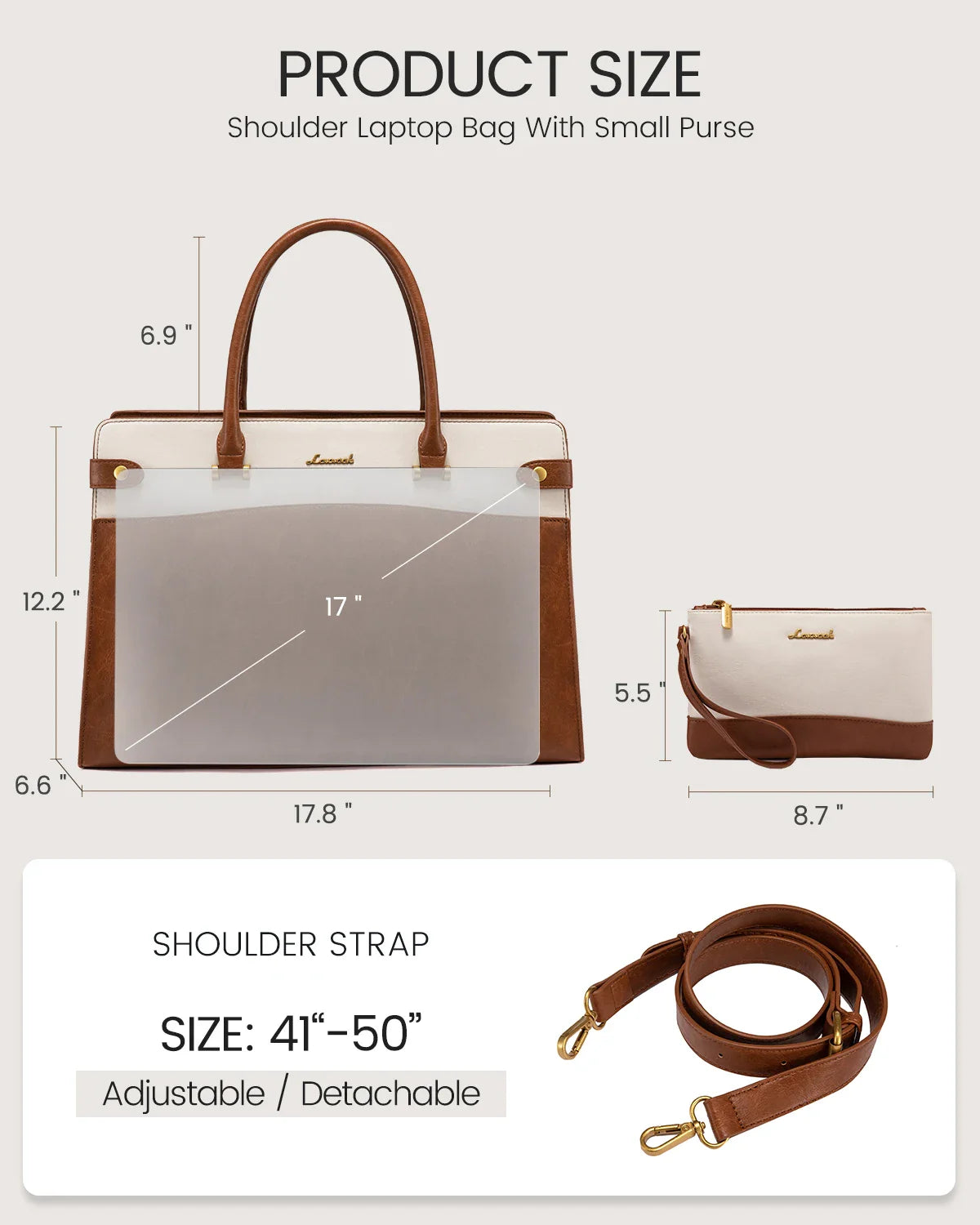 HKM-776723 Waterproof Ladies Tote Bag for 15.6-17in Laptops - Stylish Work Briefcase for Women