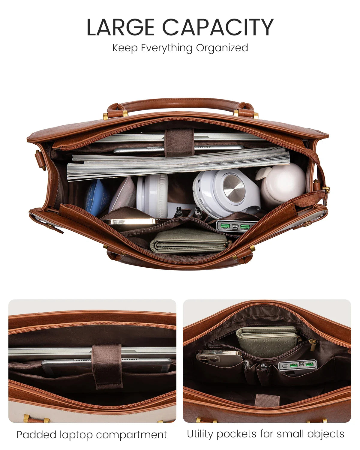 HKM-776723 Waterproof Ladies Tote Bag for 15.6-17in Laptops - Stylish Work Briefcase for Women