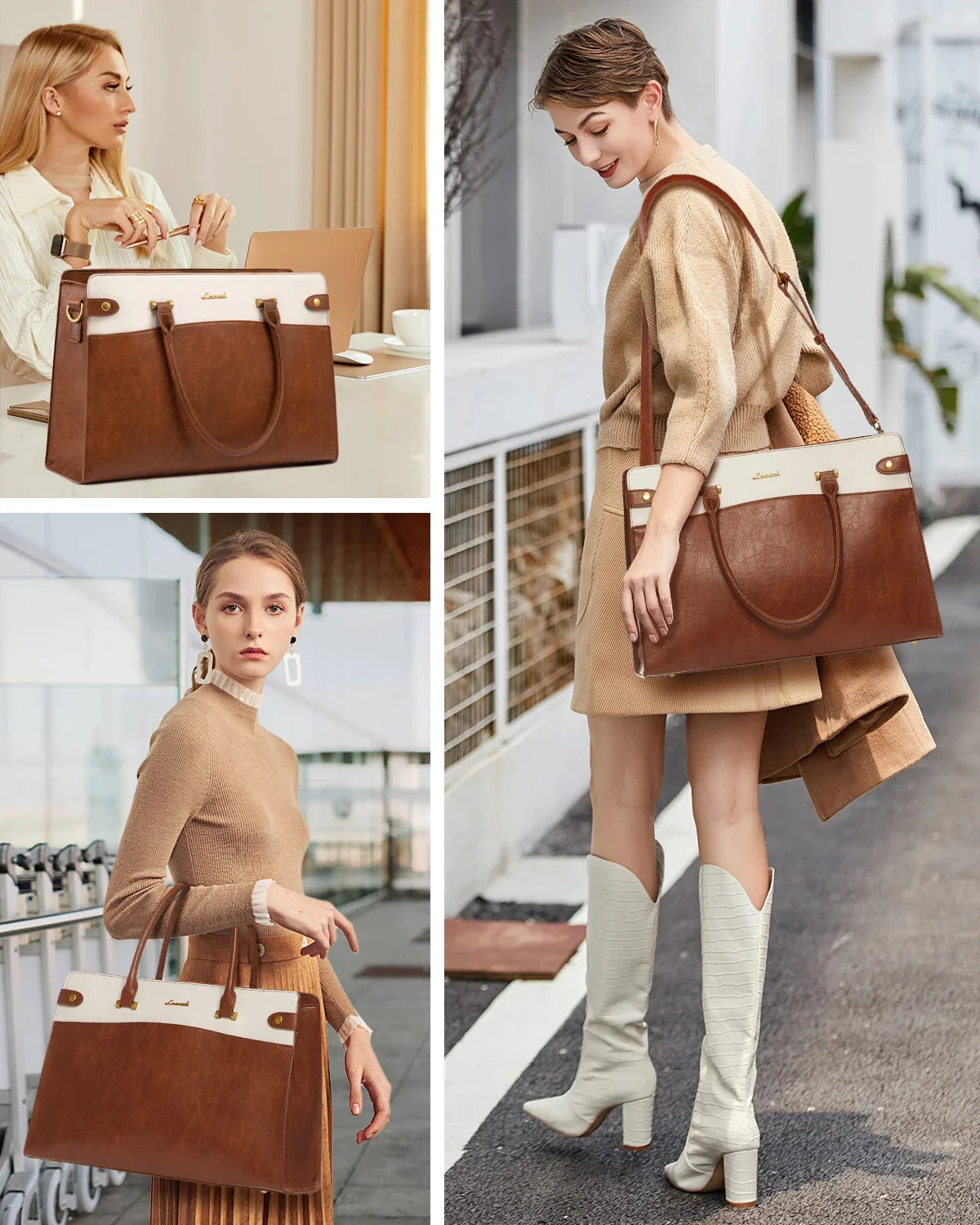 HKM-776723 Waterproof Ladies Tote Bag for 15.6-17in Laptops - Stylish Work Briefcase for Women