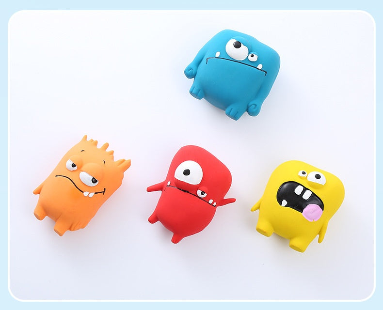 HKM-7767613 Vocalization Bite Molar Dog Toy in Assorted Monster Designs - Durable Latex for Chewing Fun