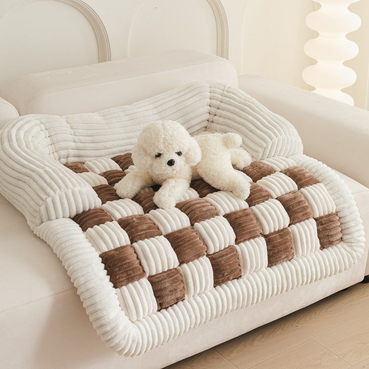 HKM-7767869 Cozy Chessboard Pattern Pet Pad for Autumn and Winter - Available in Multiple Sizes