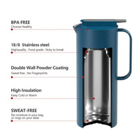 HKM-776787 Large Capacity 47oz Double Wall Insulated Stainless Steel Vacuum Coffee and Tea Pot