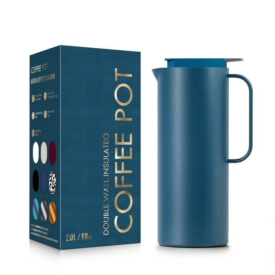 HKM-776787 Large Capacity 47oz Double Wall Insulated Stainless Steel Vacuum Coffee and Tea Pot