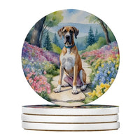 HKM-7768509 Silky Terrier Absorbent Sandstone Coasters - Set of 4 with Cork Backing for Home Decor