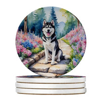 HKM-7768509 Silky Terrier Absorbent Sandstone Coasters - Set of 4 with Cork Backing for Home Decor