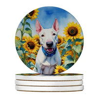 HKM-7768509 Silky Terrier Absorbent Sandstone Coasters - Set of 4 with Cork Backing for Home Decor