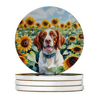 HKM-7768509 Silky Terrier Absorbent Sandstone Coasters - Set of 4 with Cork Backing for Home Decor