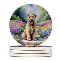 HKM-7768509 Silky Terrier Absorbent Sandstone Coasters - Set of 4 with Cork Backing for Home Decor
