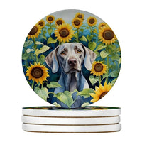 HKM-7768509 Silky Terrier Absorbent Sandstone Coasters - Set of 4 with Cork Backing for Home Decor