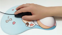 HKM-776851 Cartoon Dog Print Mouse Pad with Silicone Wrist Support for Comfort