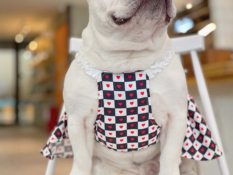 HKM-7768637 Bichon Fashion Black and White Checkerboard Spring-Summer Skirt for Pets