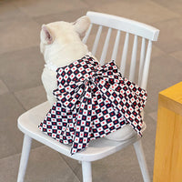 HKM-7768637 Bichon Fashion Black and White Checkerboard Spring-Summer Skirt for Pets