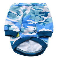 HKM-7769405 Cotton Camouflage Hooded Sweater for Dogs in Blue, Green, and Pink