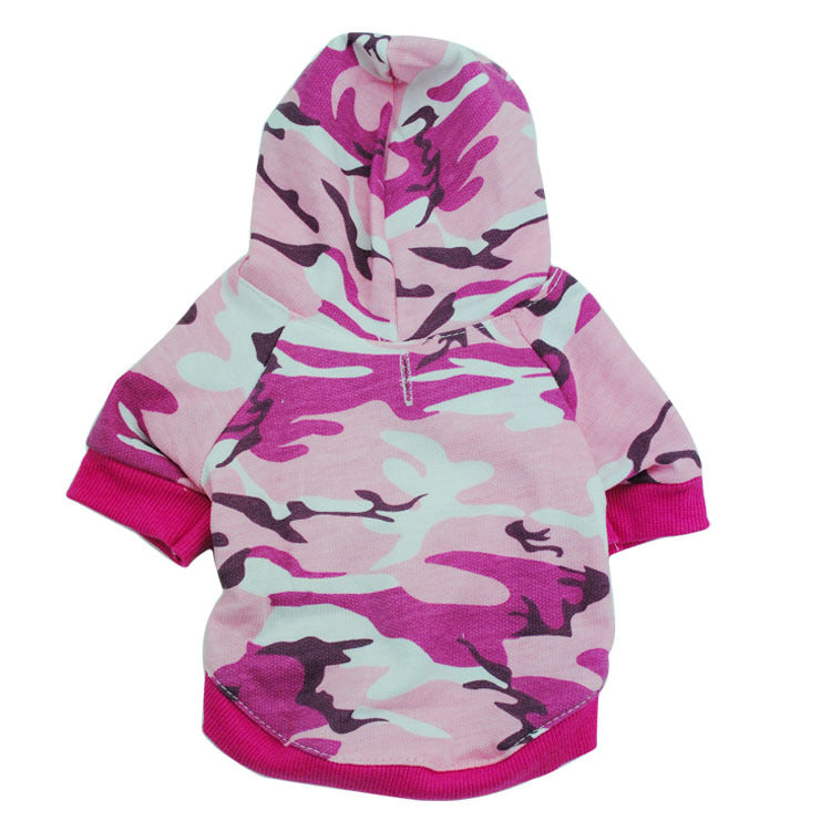 HKM-7769405 Cotton Camouflage Hooded Sweater for Dogs in Blue, Green, and Pink