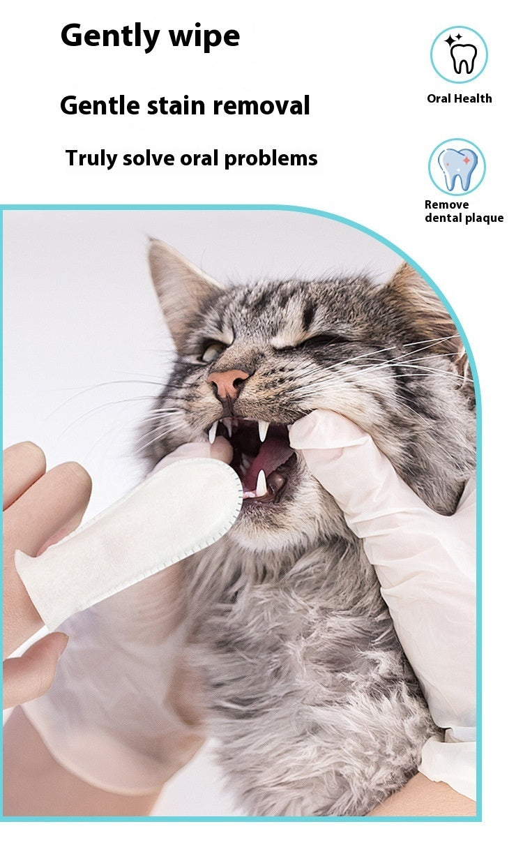 HKM-7769661 Pet Dental Finger Cots for Cats and Dogs - 50 Pack, Non-Woven Fabric Oral Care Solution