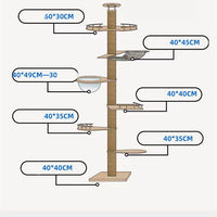 HKM-7770301 Stylish Solid Pine Cat Climbing Frame with Space Capsule and Hammocks