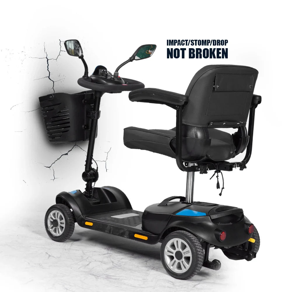 HKM-777043 Electric Mobility Scooter with Four Wheels, Seat, and Basket - 18KM Range, 10km/h Speed