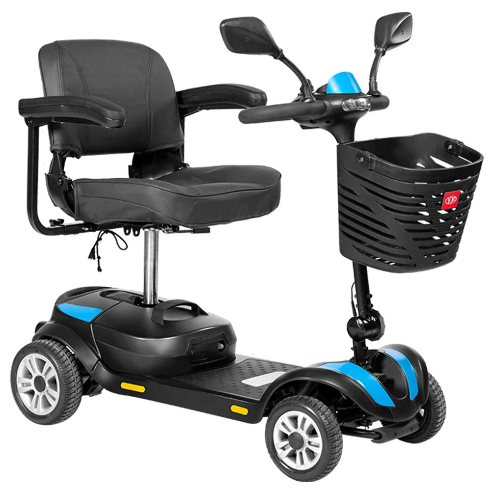HKM-777043 Electric Mobility Scooter with Four Wheels, Seat, and Basket - 18KM Range, 10km/h Speed